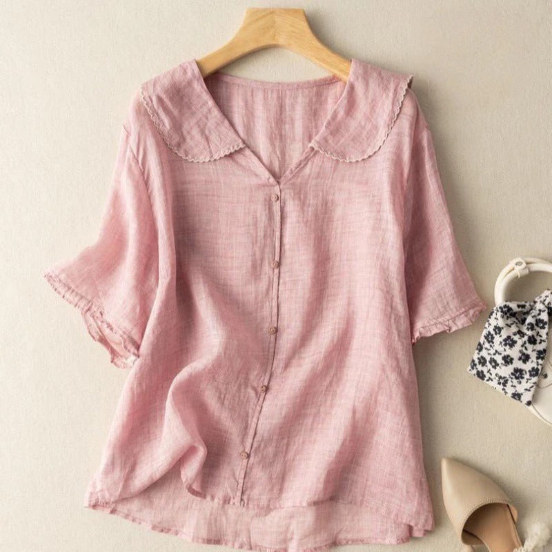 Isaline Scallop Linen Blouse