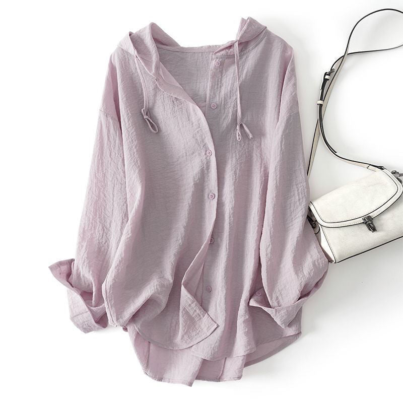 VIOLET LINEN HOODIE