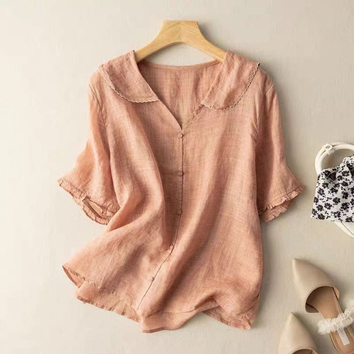 Isaline Scallop Linen Blouse