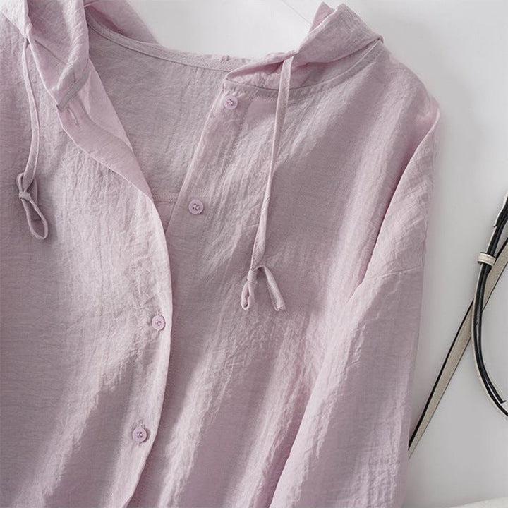 VIOLET LINEN HOODIE