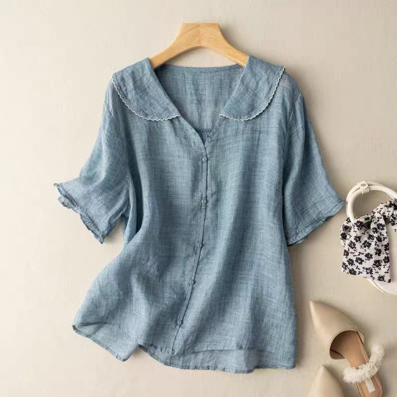 Isaline Scallop Linen Blouse