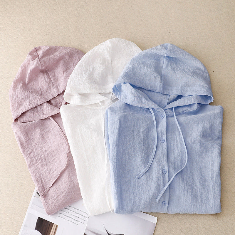 CORAL LINEN HOODIE