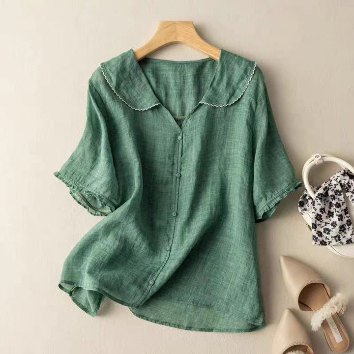 Isaline Scallop Linen Blouse