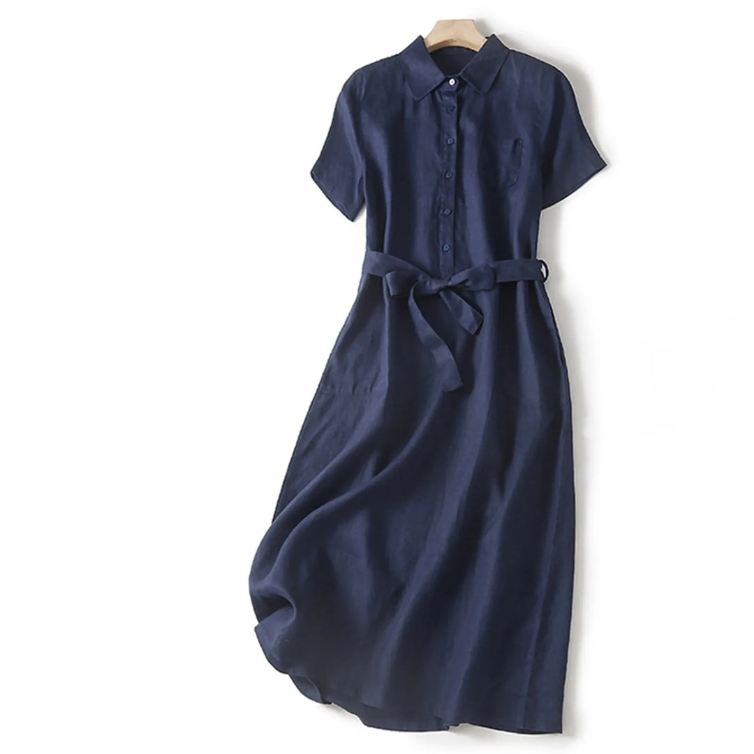 Leona Belted Linen Dress