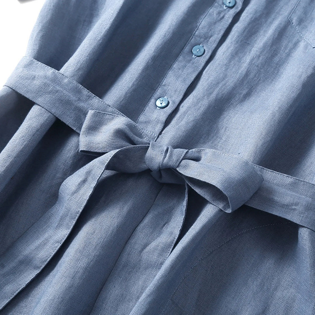 Leona Belted Linen Dress