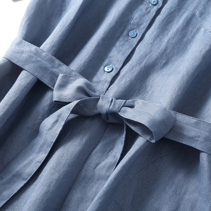 Leona Belted Linen Dress