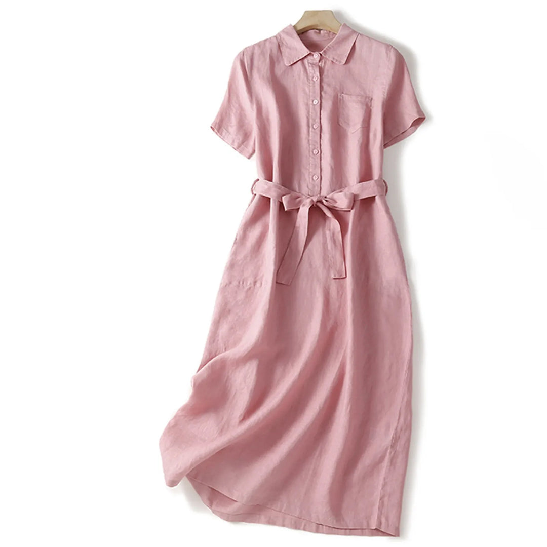 Leona Belted Linen Dress