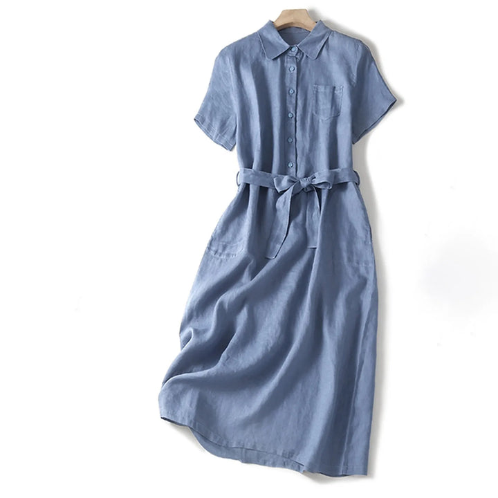 Leona Belted Linen Dress