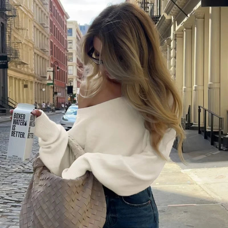 Ivory Drape Knit Sweater