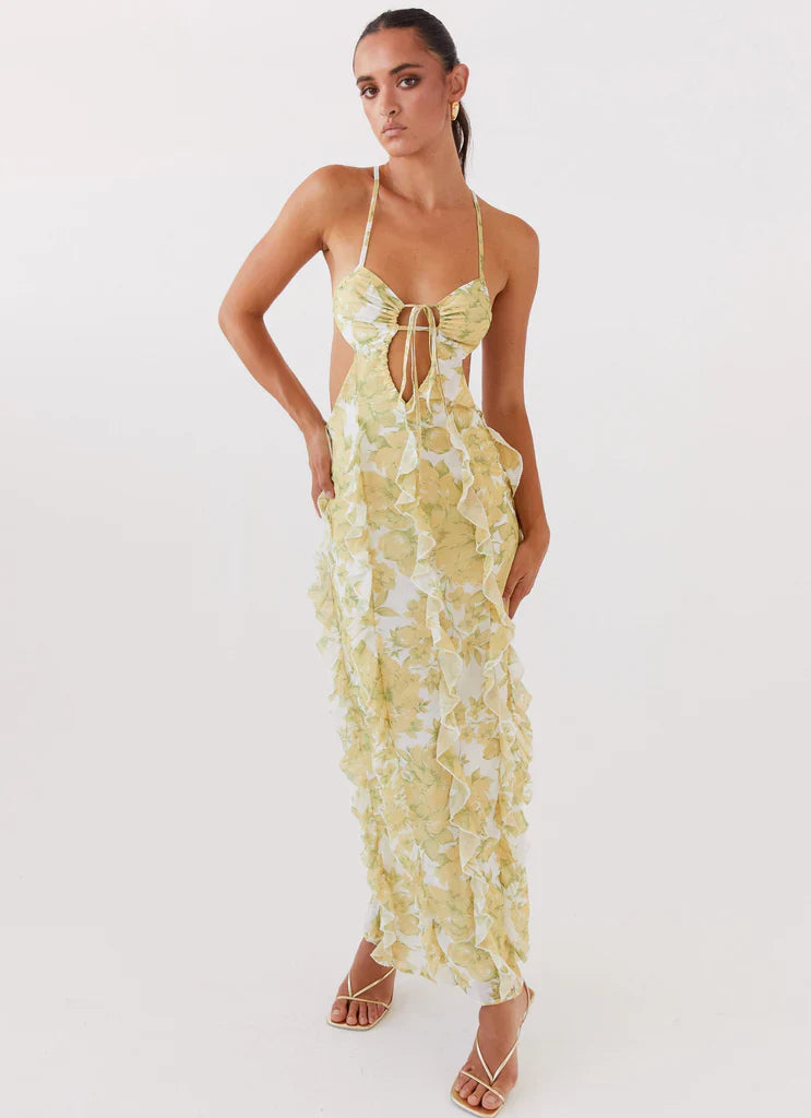 Sunlit Petals Ruffle Dress
