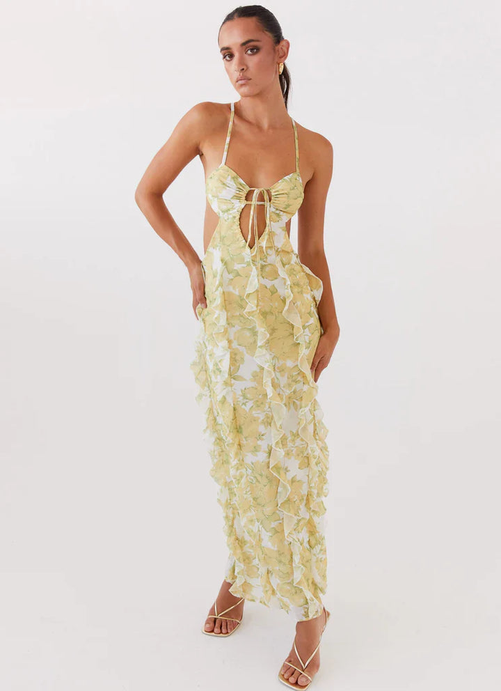 Sunlit Petals Ruffle Dress