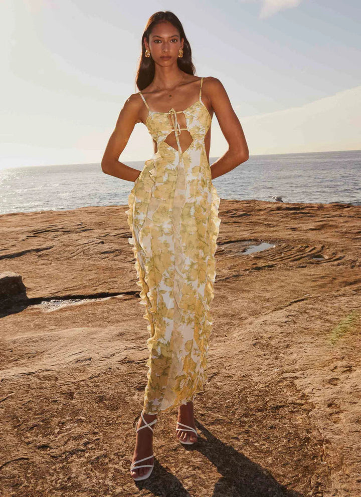 Sunlit Petals Ruffle Dress