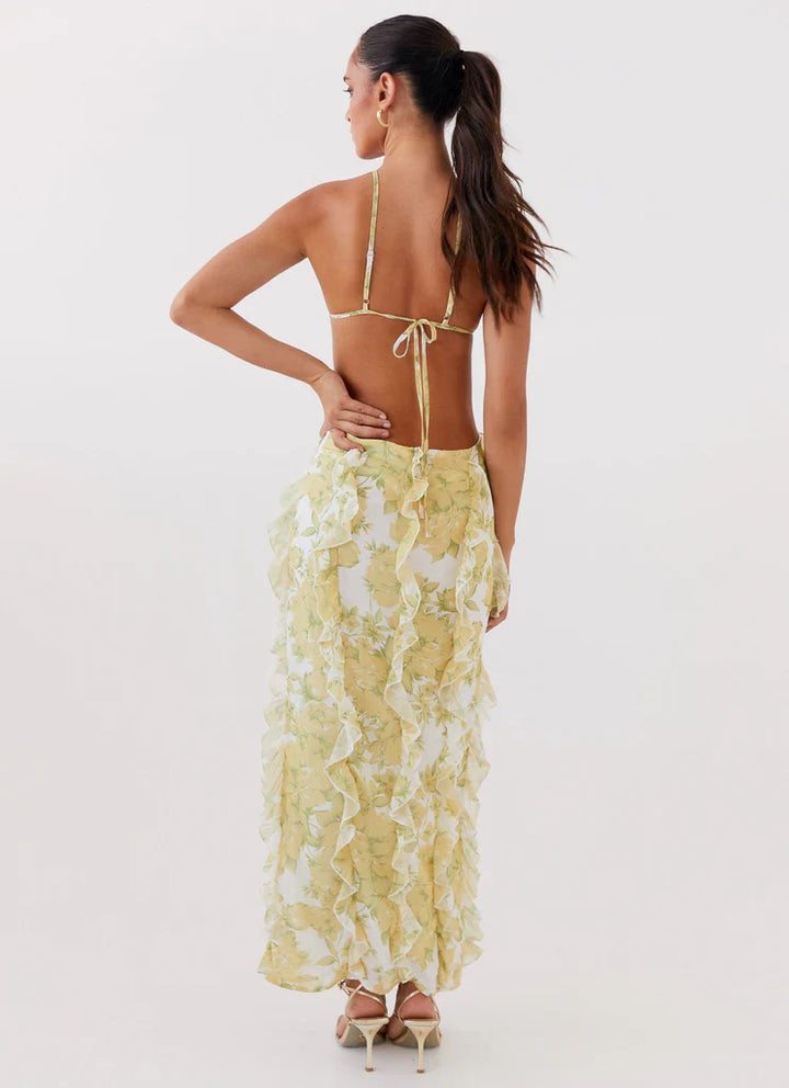 Sunlit Petals Ruffle Dress