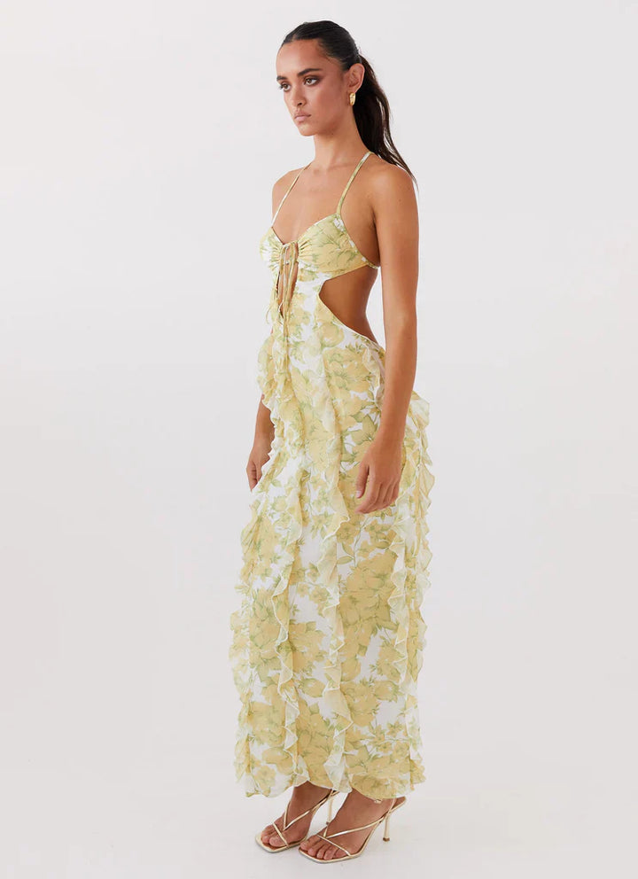 Sunlit Petals Ruffle Dress