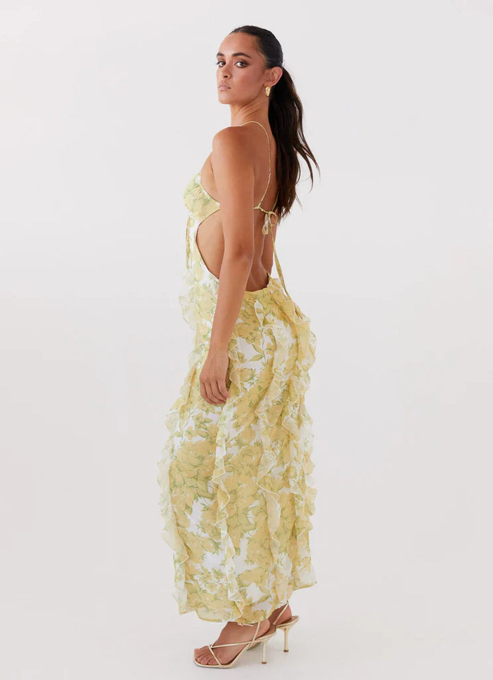 Sunlit Petals Ruffle Dress