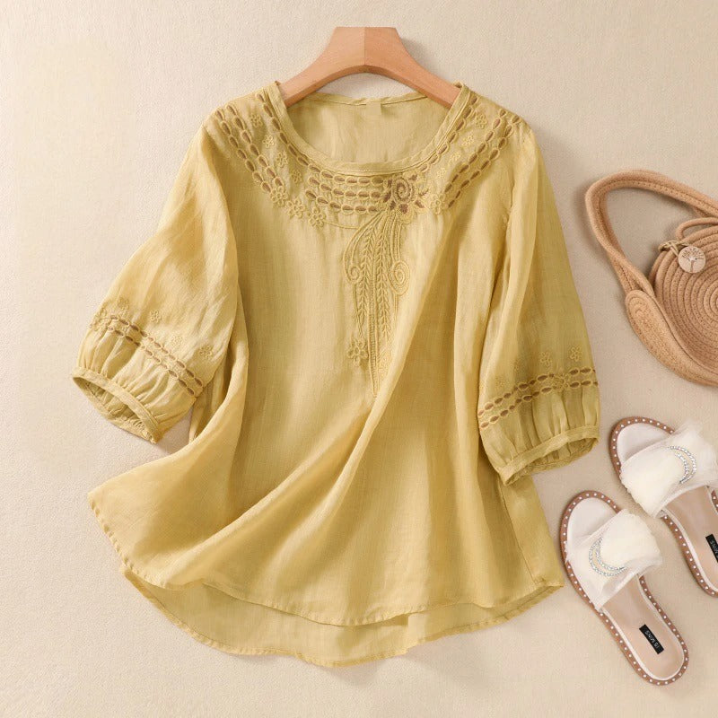 ALENA LINEN BLOUSE