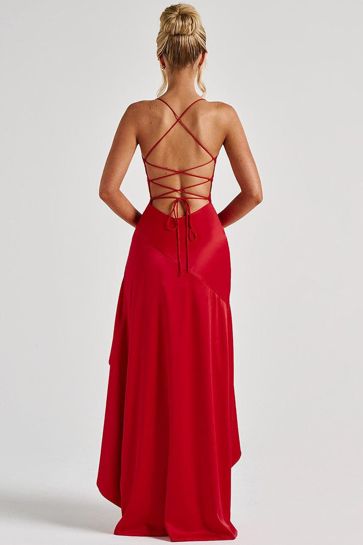 Ceres - Satin Ruffle Maxi Dress